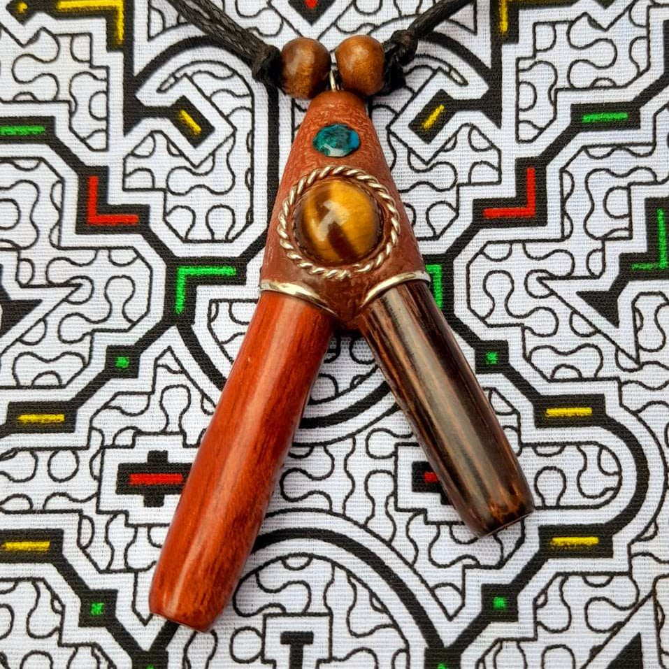 Kuripe Palisangre & Pona (Stone: Tiger’s eye) Hapé Applicator