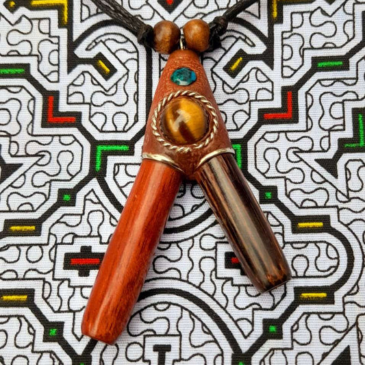 Kuripe Palisangre & Pona (Stone: Tiger’s eye) Hapé Applicator