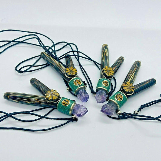Kuripe with Ayahuasca Chrysocolla Quartz & Amethyst - Chonta Wood