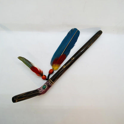 Tepi Rapé Applicator, made of Chonta Wood & Chrysocolla